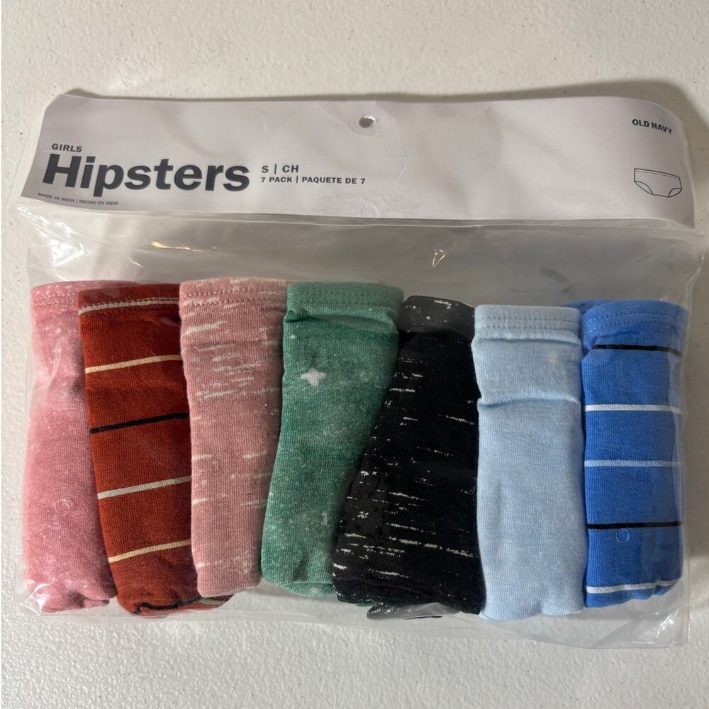 Old Navy Girls' Size S Hipsters Pack of 7 Underwear NEW Multicolor